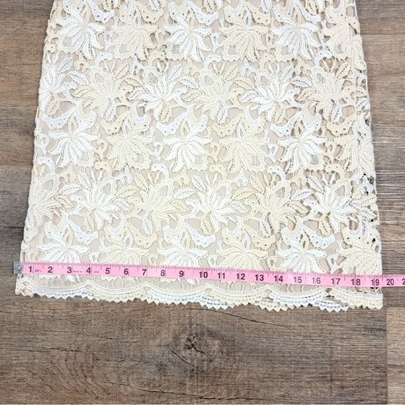 Ann Taylor Dressy Sleeveless Lace Overlay Dress Cream Beige Lined Size 0 - Picture 8 of 15
